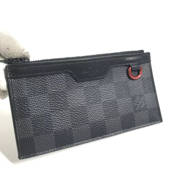 Auth LOUIS VUITTON N60354 Damier Graphite Utility-Coin Card Holder Wallet coin p - Picture 11 of 14